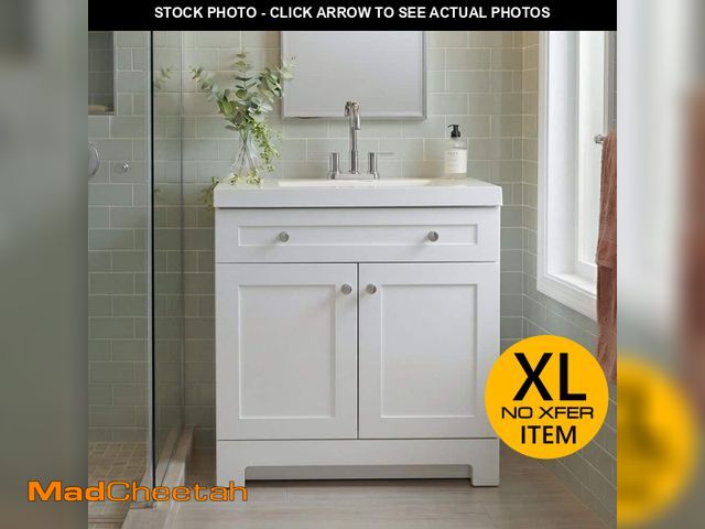 Lot 74-14593391 - Glacier Bay Everdean 31 in. Single Sink White Freestanding Bath Vanity with White Cultured Marble To...