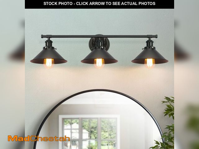 Lot 74-14263727 - 32" Upgrade Black Bathroom Light Fixture, 3-Light Vanity Lights for Bathroom Light Fixtures Rustic F...