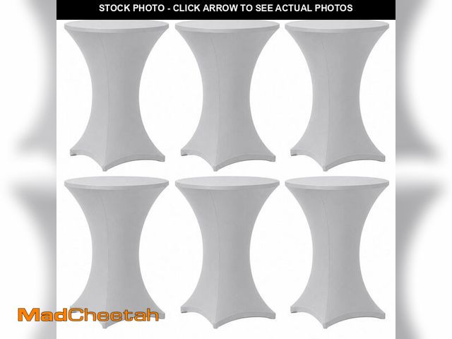 Lot 74-14269443 - Lemict Cocktail Table Covers - 6 Pack 32x43 Inch Table Cloth - Light Grey Fitted Stretch Spandex Rou...