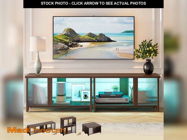 Lot 74-13042774 - (MISSING HARDWARE) Pinmoco LED TV Stand for TVs up to 65'', Expandable Side by Side or Stacking TV S...