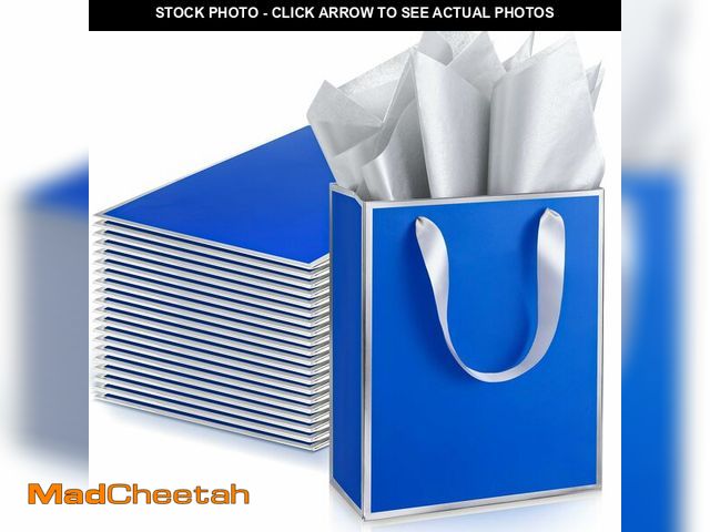 Lot 74-13576729 - Yeaqee 24 Pack Metallic Paper Gift Bags with Handle and Tissue 9x7x3.1 Gold Foil Welcome Thank You F...