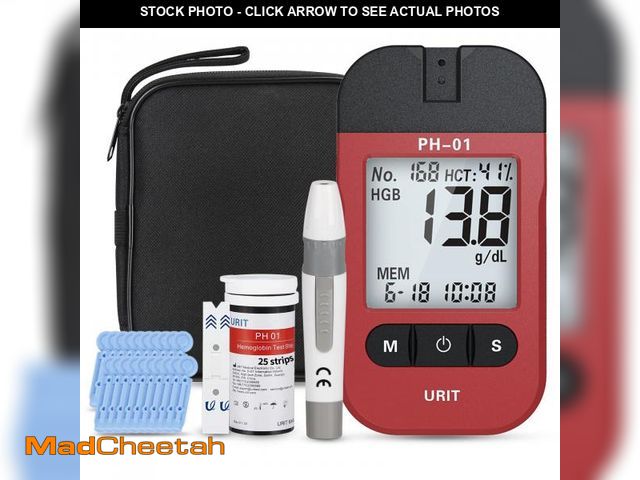 Lot 74-12216553 - Hemoglobin Test Meter with 25 Hemoglobin Test Strips, Hemoglobin Home Test Meter, Easy to Use and Re...