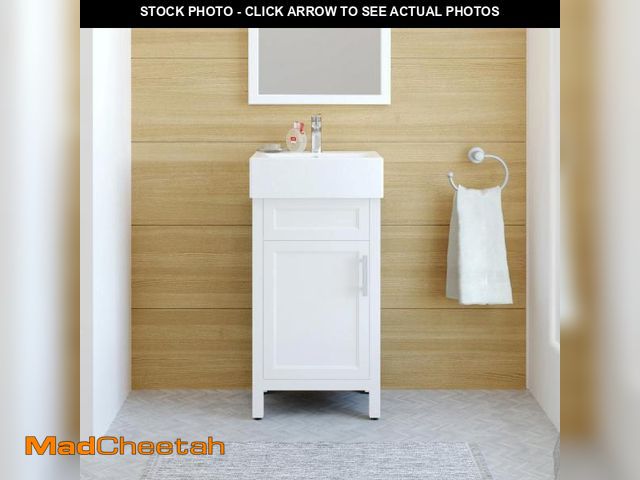 Lot 74-12409655 - Home Decorators Collection Arvesen 18 in. W x 12 in. D x 34 in. H Single Sink Bath Vanity in White w...
