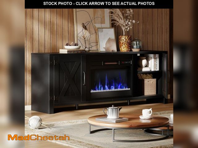 Lot 74-12692030 - *FIREPLACE ONLY* Bestier 63 in. Freestanding Electric Fireplace TV Stand in Black Fits TVs up to 70 ...