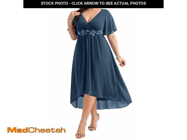 Lot 74-14340244 - Talisea Navy Blue Dress Women Plus Size Wedding Guest Cocktail Evening Formal Chiffon Appliques Shor...