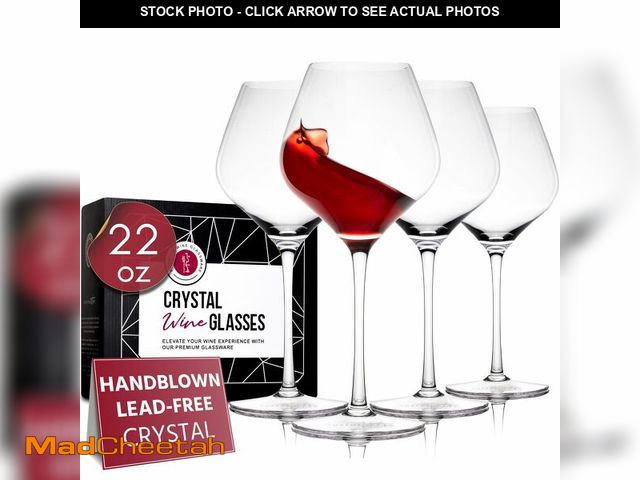 Lot 74-13715344 - Gusto Nostro Crystal Wine Glasses Set of 4, 22 Oz Long Stem Modern Wine Glasses for White and Red Wi...