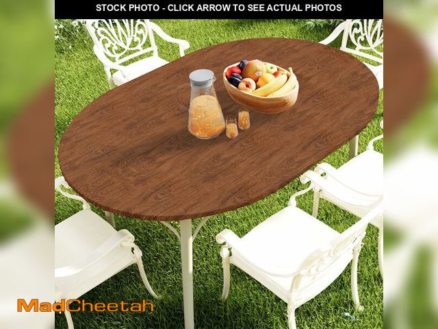 Lot 74-14213602 - Smiry Oval Picnic Tablecloth, Waterproof Elastic Fitted Table Covers for 48" - 68" Tables, Wipeable ...