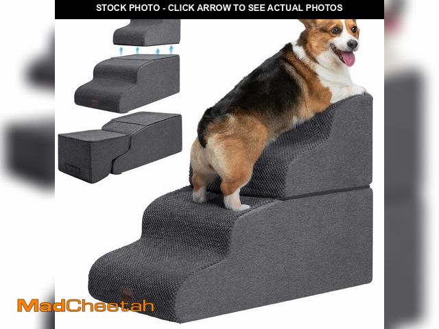 Lot 74-13569423 - Garnpet Dog Stairs for High Beds, 4-Step Dog Steps for Small Dogs and Cats, Foldable Pet Stairs for ...