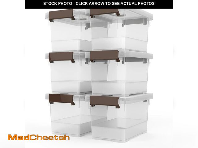 Lot 74-14066558 - WYT Clear Storage Latch Box, 6 Pack Storage Organizer Bins with Latching Handle and Lids, 3.5 Quart ...