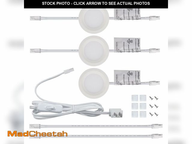 Lot 74-13545529 - LUMILAND Wired LED Puck Lights (2.7Wx3) Plug-in Lighting Natural White (4000K), LED Cabinet Light fo...