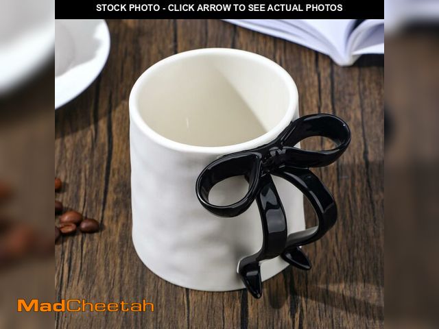Lot 74-14146549 - Didaey 12oz Coquette Black Bow Ceramic Coffee Mug with Black Bow Handle for Women Coquette Decor a T...