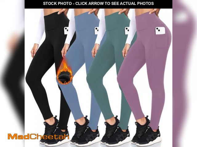 Lot 74-11550175 - FULLSOFT 4 Pack Fleece Lined Leggings with Pockets for Women High Waisted Thermal Winter Warm Yoga P...