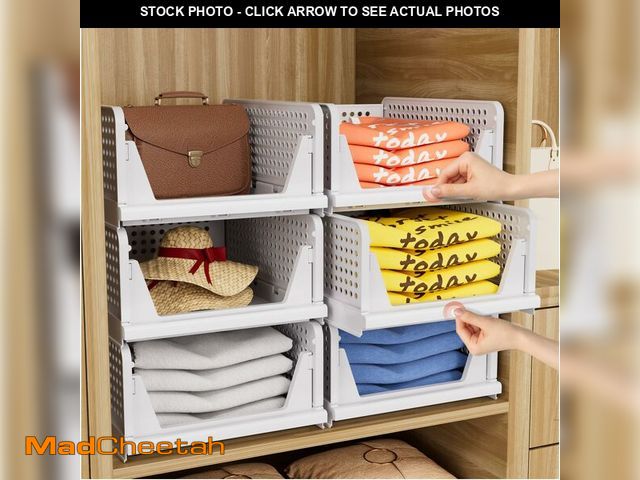 Lot 74-14379448 - CTSNSLH 5 Pack Closet Organizers Storage Box, Closet Storage Stackable Storage Bins, Plastic Drawer ...