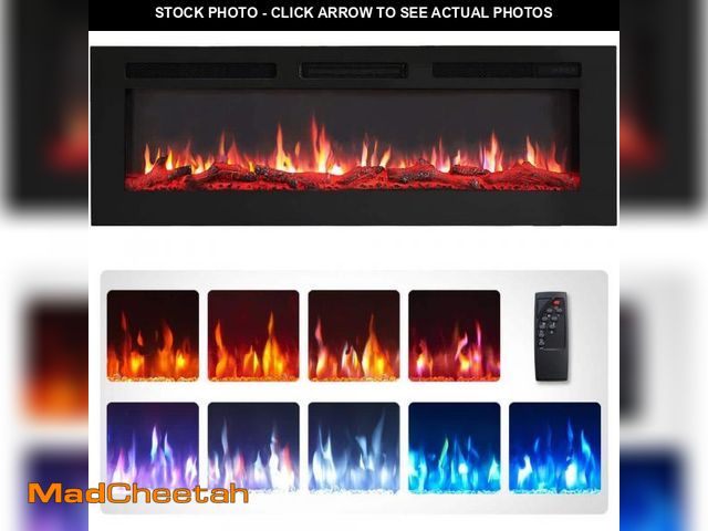 Lot 74-12032126 - Edendirect 50 in. Freestanding and Wall Mounted Electric Fireplace in Black with Multi Color Flame -...