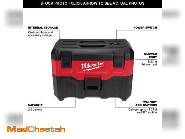 Lot 74-13130514 - Milwaukee M18 18-Volt 2 Gal. Lithium-Ion Cordless Wet/Dry Vacuum (Vacuum-Only) - USED