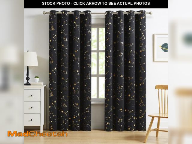 Lot 74-12053577 - ZHOCHI Stellar Metallic Full Blackout Window Curtain Panels 63 Inches Long Grommet Design for Kids E...