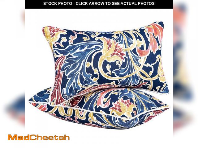 Lot 74-12437828 - JMGBird Outdoor Lumbar Pillows, Waterproof Throw Pillows with Insert, Pack of 2, 12Ãâ20 Inch, Add...