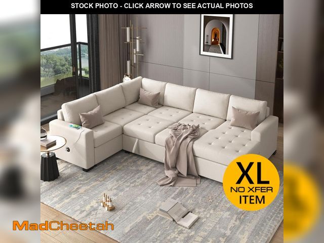 Lot 74-12746586 - Harper &amp; Bright Designs Oversized 108.3 in. Polyester Sectional Sofa in. Beige with Pull-out Sof...