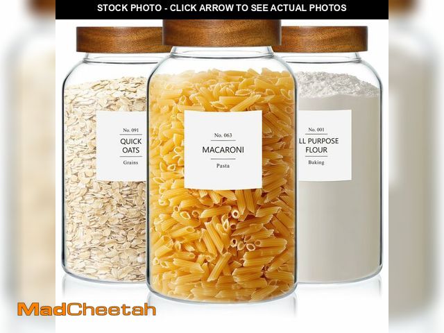 Lot 74-14269033 - KEYWING 88oz Large Glass Jars with Airtight Acacia Wood Lids, Set of 3 Food Storage Containers for F...