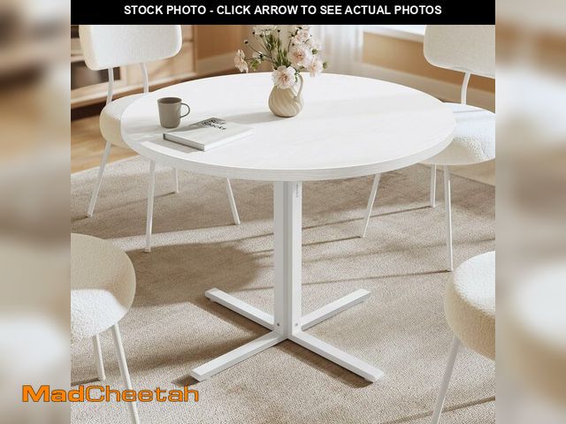 Lot 74-13042477 - VASAGLE Dining Table, Small Round Kitchen Table for 4 People, 31.5 x 29.4 Inches, for Dining Room, L...