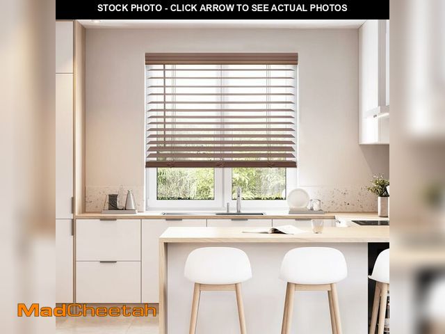 Lot 74-12543956 - DEZ FURNISHINGS Cordless 2" Faux Wood Blind, 24.5" W x 60" H, Dark Oak - UNUSED