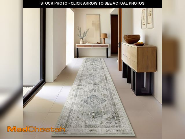 Lot 74-12880565 - Phantoscope Vintage Hallway Runner Rug 2'x8' Ã¢â¬â Washable Low-Pile Runners with Distressed Neut...