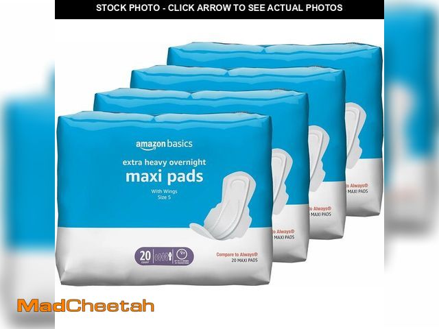 Lot 74-14067111 - Basics Thick Maxi Pads with Wings for Periods, Feminine Pads with Leakage Protection, Extra Heavy Ov...
