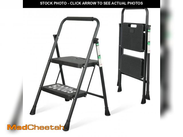 Lot 74-12124202 - 2 Step Ladder, Portable Steel Folding Step Stool with Wide Anti-Slip Pedal &amp; Convenient Handgrip...