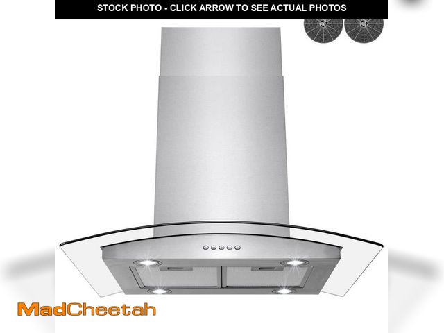 Lot 74-13288513 - Golden Vantage 30 in. Convertible Kitchen Island Mount Range Hood in Stainless Steel with Tempered G...