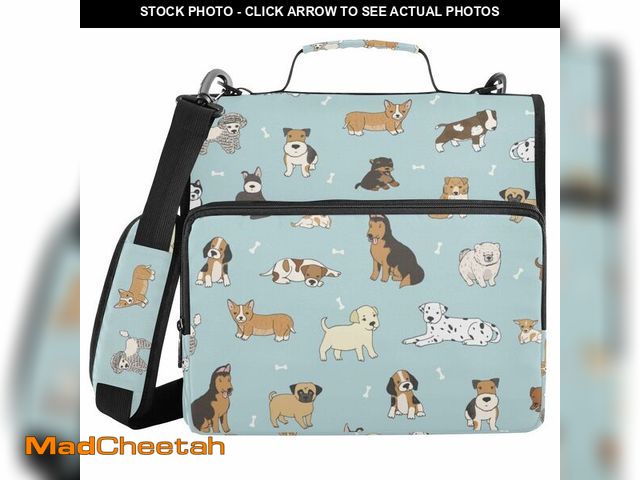 Lot 74-12434836 - Cute Puppy Dog Binder Bag 3 Ring zipper with Handle Shoulder Strap for School Work Office Organizer ...