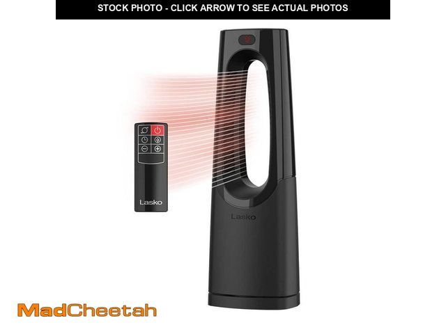 Lot 74-13693295 - Lasko Bladeless 1500W 28 in. Black Electric Oscillating Tower Ceramic Space Heater with Remote Contr...