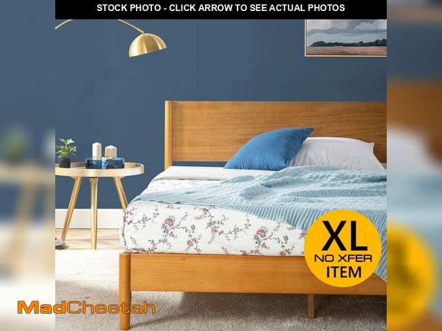 Lot 74-13942119 - Zinus Allen Mid Century Wood Platform Bed Frame, Solid Wood Foundation, Wood Slat Support, No Box Sp...