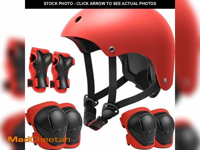 Lot 74-14061179 - Kids Bike Helmet Set, Adjustable Helmet for Ages 2-3-5-8-14 Year Boys Girls, Toddler Pad Set with Kn...