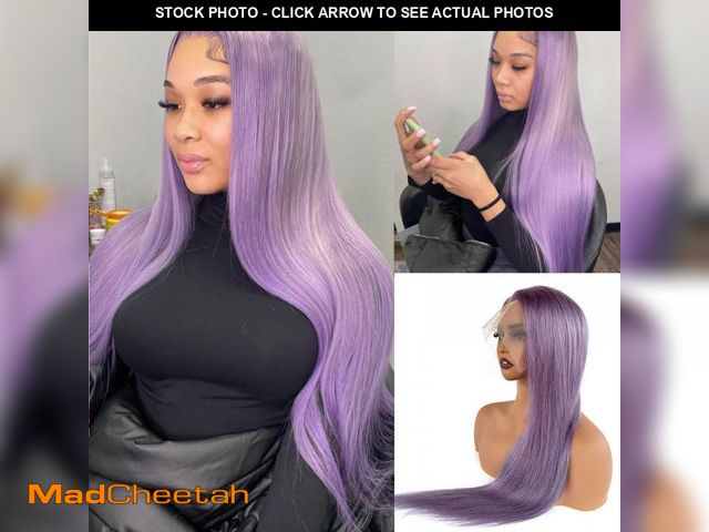 Lot 74-12121067 - Smavida Purple 13x4 HD Lace Front Wigs 100% Human Hair Long Hair Pre-plucked Natural Hairline with B...