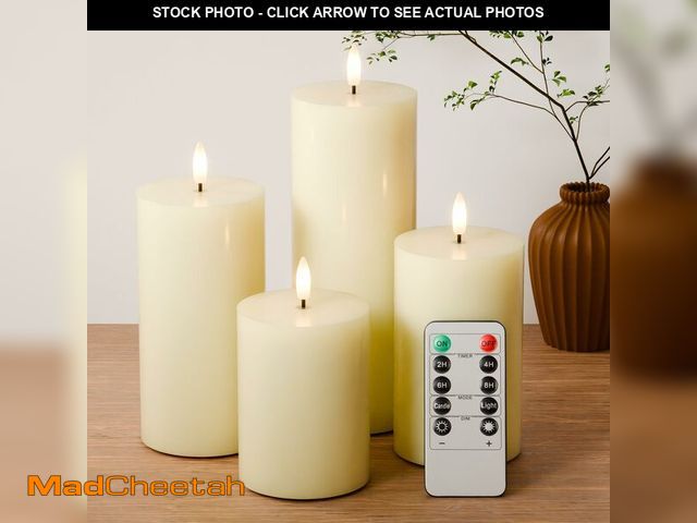 Lot 74-12708904 - AFINETH Flickering Flameless Candles, Real Wax Battery Operated Candles with Remote, Flat Top Led Fl...