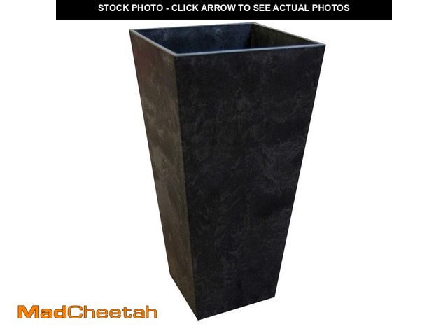 Lot 74-14326073 - Tierra Verde Sonata Medium Black Recycled Rubber Tall Square Planter with Drainage Holes (14 in. L x...