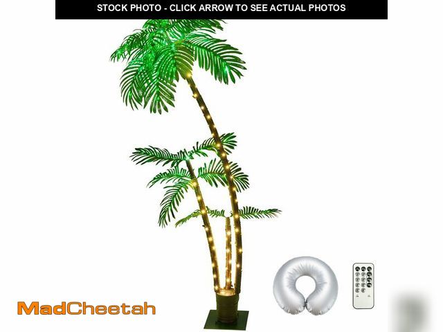 Lot 74-12607767 - Spurgehom 6FT Lighted Palm Trees Outdoor Artificial Palm Trees for Decorations Decor, LED Artificial...