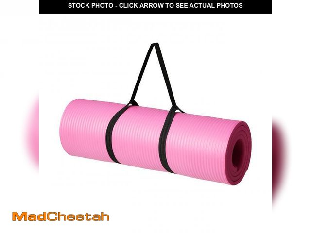 Lot 74-12516011 - Basics 1/2 Inch Extra Thick Exercise Yoga Mat with Carrying Strap, Pink - UNUSED