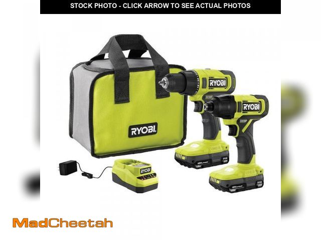 Lot 74-12517480 - RYOBI ONE+ 18V Cordless 2-Tool Combo Kit with Drill/Driver, Impact Driver, (2) 1.5 Ah Batteries, and...