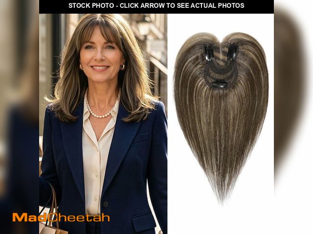 Lot 74-14213309 - SEIKEA Hair Toppers for Women Real Human Hair with Wispy Bangs, 10" Ultra-light Breathable Hairpiece...