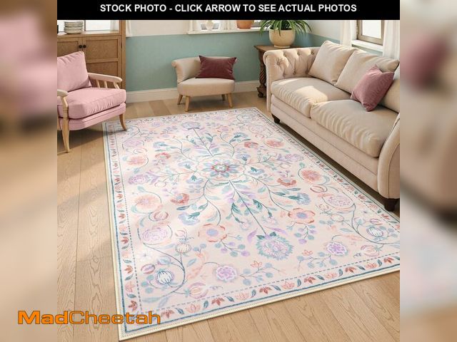Lot 74-13583699 - Anidaroel Boho Rugs for Living Room 8x10, Washable Pink Area Rug for Bedroom Vintage Soft Girls Room...