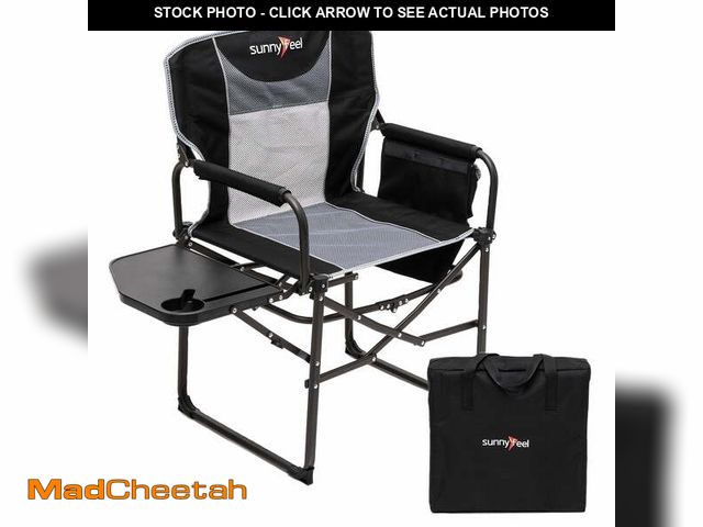 Lot 74-14350662 - Sunnyfeel Camping Directors Chair, Heavy Duty,Oversized Portable Folding Chair with Side Table, Pock...
