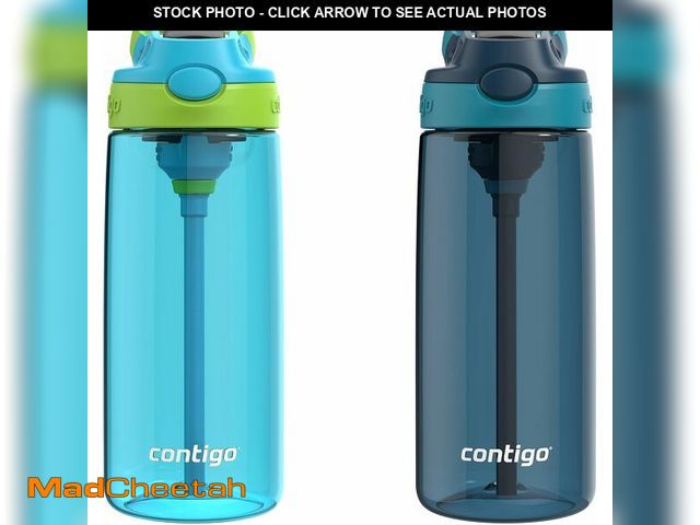 Lot 74-12452158 - Contigo Kids 20oz 2-Pack Aubrey Water Bottles with Cleanable Silicone Straw Spill-Proof Lid Dishwash...