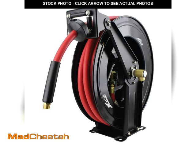 Lot 74-13637233 - Milton 2780-50D - Steel Dual Arm Auto-Retractable Air Hose Reel, 1/2" x 50 ft. Rubber Hose - 300 Max...