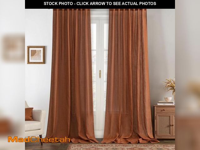 Lot 74-12439546 - MIULEE Linen Curtains 84 Inch Length for Living Room 2 Panels, Terracotta Rod Pocket Back Tab Light ...