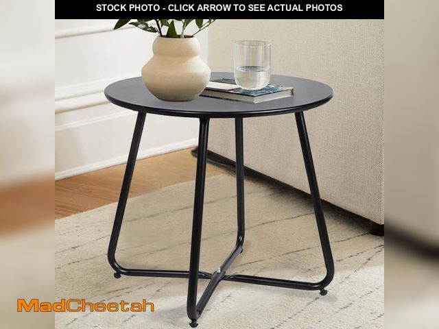 Lot 74-14305948 - VECELO Side/End Table, Folding Round Metal Anti-Rust and Waterproof Outdoor or Indoor Tray for Livin...