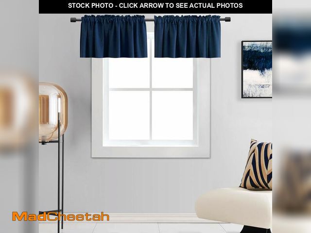 Lot 74-14207990 - DONREN 18 Inch Long Navy Blue Blackout Curtain Valances for Boys Room - Blackout Window Valances for...