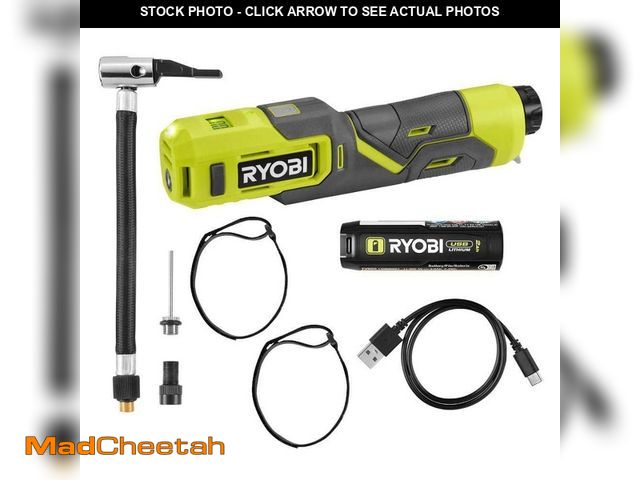 Lot 74-14361984 - RYOBI USB Lithium Cordless Bike and Ball Pump Inflator Kit with 2.0 Ah USB Lithium Battery and Charg...