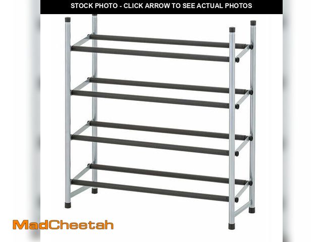 Lot 74-12857683 - (MISSING HARDWARE) Mainstays 4-Tier Expandable Stackable Closet Storage Shoe Rack Organizer Shelf, U...