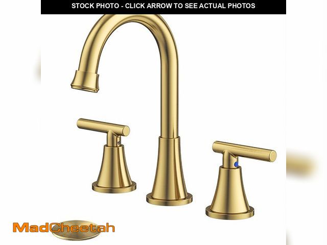 Lot 74-14378358 - Bathroom Faucets for Sink 3 Hole, Hurran Brushed Gold Bathroom Sink Faucet with Pop-up Drain and Sup...